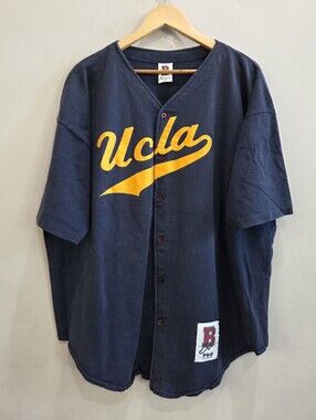 Vintage Boa Pro Classic UCLA Baseball Jersey Navy Blue USA Made Men's Size XXL